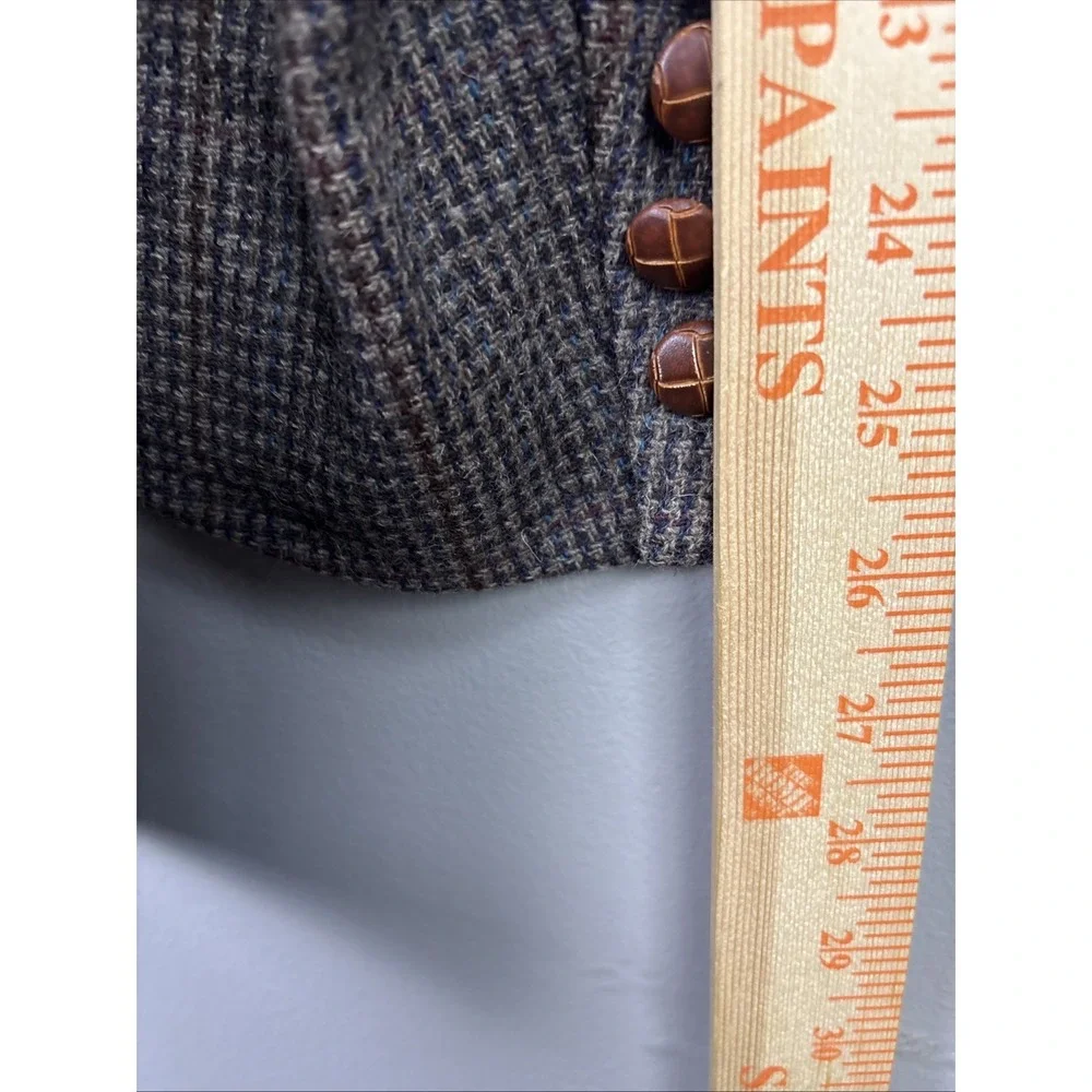 Tweed Style Men's Sport Coat Blazer Two Button Houndstooth Gray Wool Size 42R